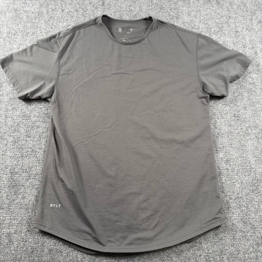 BYLT Premium Basics T-Shirt Mens XL Gray Signature Drop Hem Short Sleeve Tee